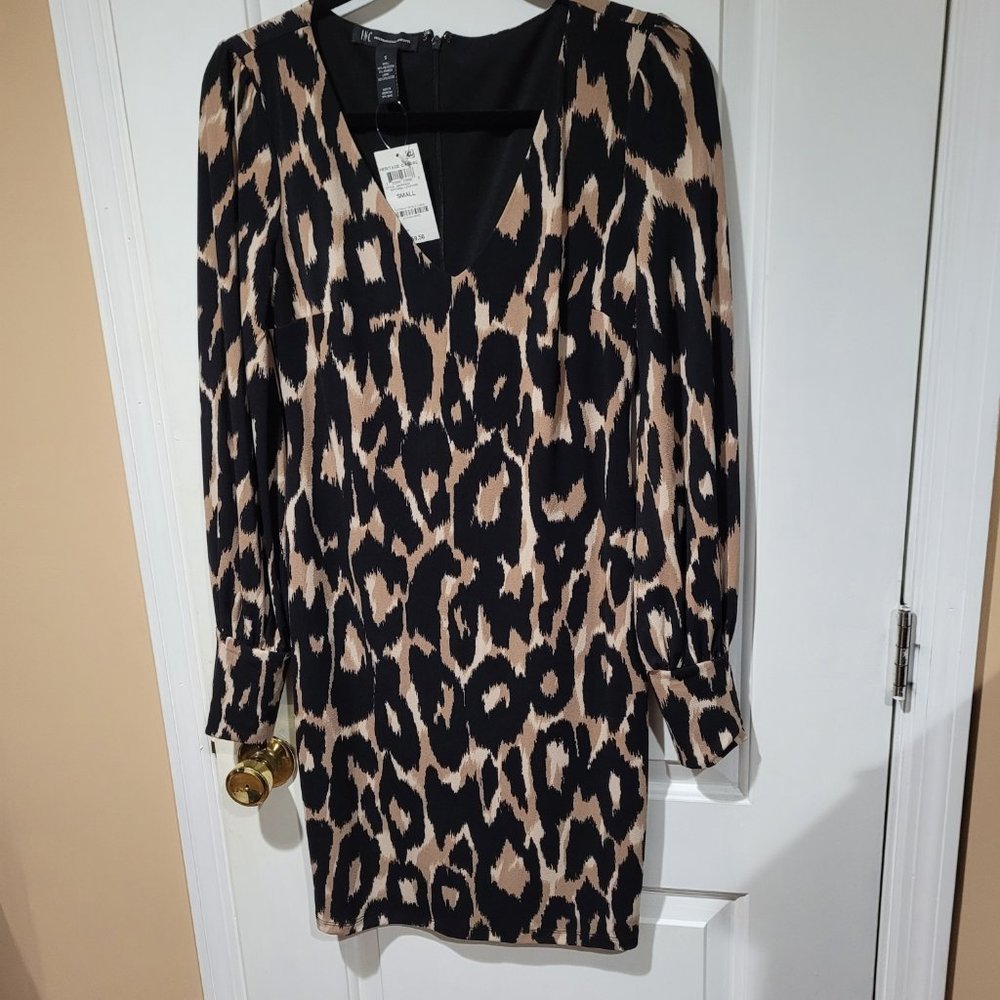 INC Leopard Animal Print Casual Dress Small - NWT
